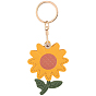 1брелок из искусственной кожи с подвесками, со сплавочной фурнитурой, цветок, золотой свет