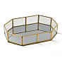 Стеклянный поднос зеркало, лоток для хранения, с позолоченным латунным краем, органайзер для косметических украшений, восьмиугольник