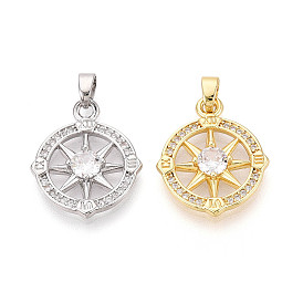 Латунные микропаве прозрачные подвески с фианитом, прелести компаса