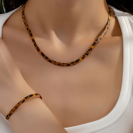 Комплекты ожерелий и браслетов из сплава с леопардовым принтом в виде змеиной цепи, золотые