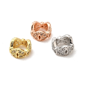 Rack Plating Brass Micro Pave Cubic Zirconia Beads, Long-Lasting Plated, Cadmium Free & Lead Free, Bowknot