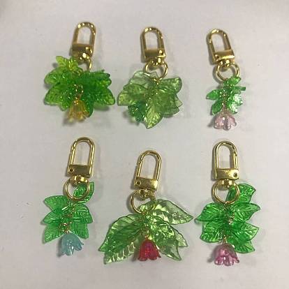 6pcs pendentif décoratif en acrylique en forme de muguet, avec alliage homard fermoirs pince