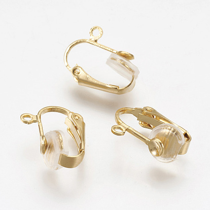 Brass Clip-on Earring Findings, with Silicone