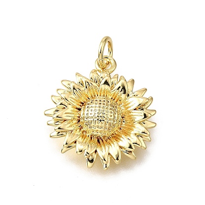 Латунные подвески, прелести подсолнуха, без свинца и без кадмия, стойки покрытие, долговечный, с целью перехода в кольце