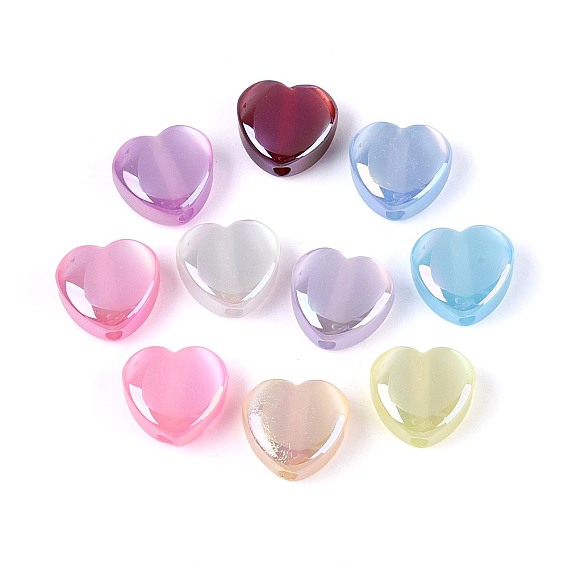 УФ-покрытие смоляные шарики, имитации кошачьего глаза , радужный, сердце