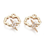 Brass Micro Pave Clear Cubic Zirconia Charms, Nickel Free, Lightning with Cloud