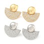 Fan Brass Pave Clear Cubic Zirconia Stud Earrings