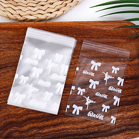 50Прозрачные пластиковые целлофановые пакеты прямоугольной формы., сумки с бантом и принтом для упаковки открыток