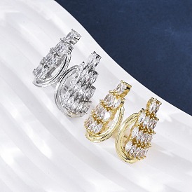 Латунные кольца-манжеты с микропаве и прозрачным цирконием для женщин, без кадмия и без свинца, долговечный, стойки покрытие