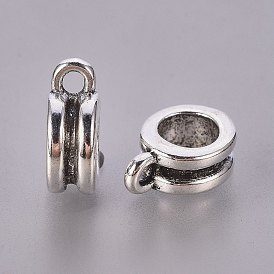 Тибетском стиле сплава вешалки, бейлы, без свинца и без кадмия, плоско-круглые