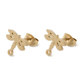 Ion Plating(IP) 304 Stainless Steel Stud Earring Findings, Dragonfly