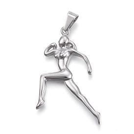 304 из нержавеющей стали большие кулоны, бегущий спортсмен