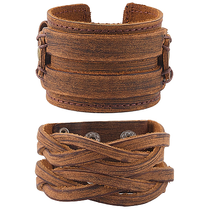 2шт. 2 стили кожаных браслетов с застежкой