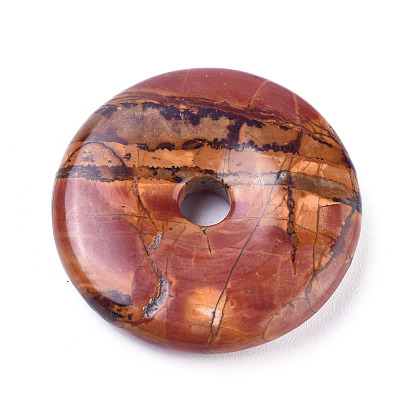 Natural Polychrome Jasper/Picasso Stone/Picasso Jasper Pendants, Donut/Pi Disc