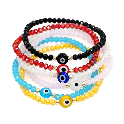 Стеклянные круглые бусы, браслеты из бусин от сглаза для женщин, граненые