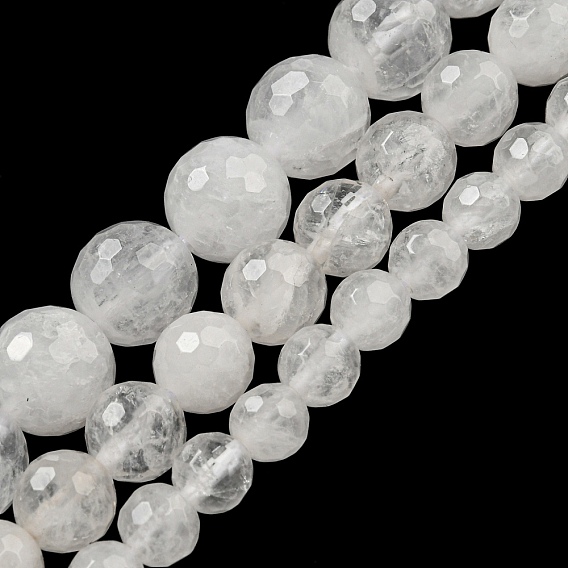 Природных кристаллов кварца бисер нитей, (128 грани)граненый, круглые бусины из горного хрусталя