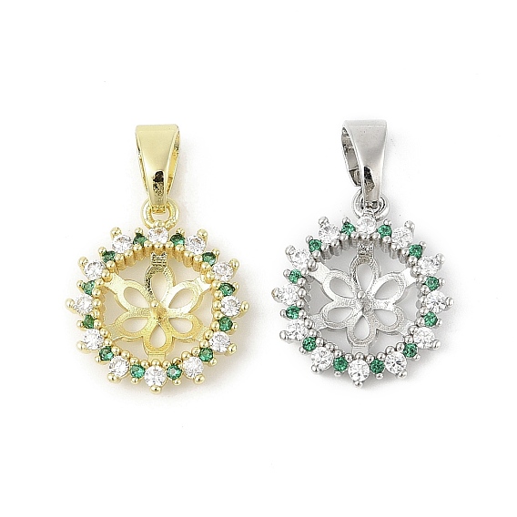 Латунные микро-паве прозрачные кубические цирконии европейские подвески-шармы, привязка поручительств, за половину пробурено бисера, чашеобразный, без свинца и без кадмия, долговечный