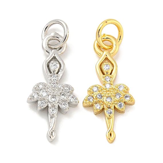 Покрытие стойки латунь микропаве прозрачные подвески из кубического циркония, долговечный, с прыжковых колец, без свинца и без кадмия, балерина