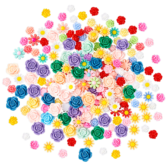 200 шт. Кабошоны из непрозрачной смолы, цветок