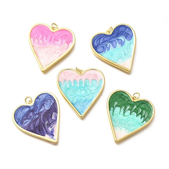 Латунь эмаль подвески, с целью перехода в кольце, сердце прелести, без кадмия и без свинца, прочное покрытие, реальный 18 k позолоченный