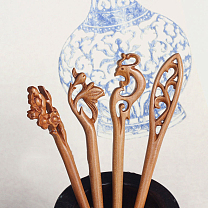 Wooden Hair Sticks, Vintage Decorative Hair Accessories