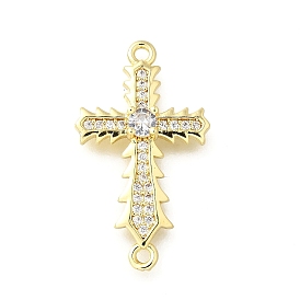 Латунные подвески-фигурки с прозрачным кубическим цирконием для религиозных коннекторов, перекрестные ссылки, стойки покрытие, долговечный, без свинца и без кадмия