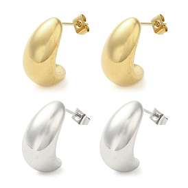 Placage ionique (ip) 304 boucles d'oreilles à clous en acier inoxydable, bijoux pour femmes, larme