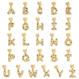 Латунные микро-паве красочные кубические циркониевые подвески, подвески в виде сердечек, реальный 18 k позолоченный