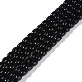 Natural Black Onyx(Dyed & Heated) Beads Strands, Oval