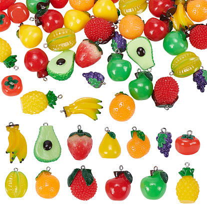 28 шт 12 стили подвески из смолы, с фурнитурой железной платинового оттенка, имитация еды, разнообразные