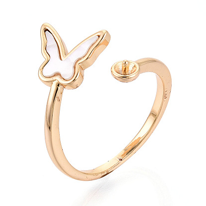 Бабочка латунная ракушка чашка колышек кольца настройки, настройки манжетного кольца для полусверленных бусин