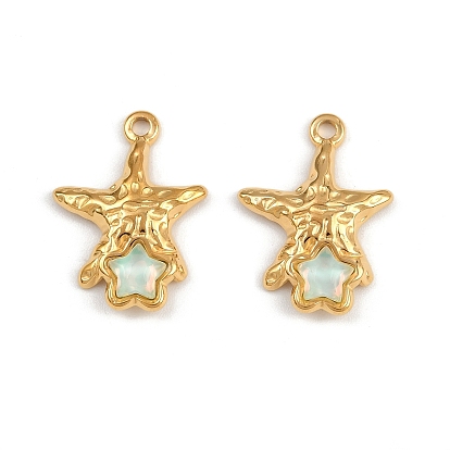 304 подвески из нержавеющей стали, звезда, cmолой горный хрусталь, ионное покрытие (ip)