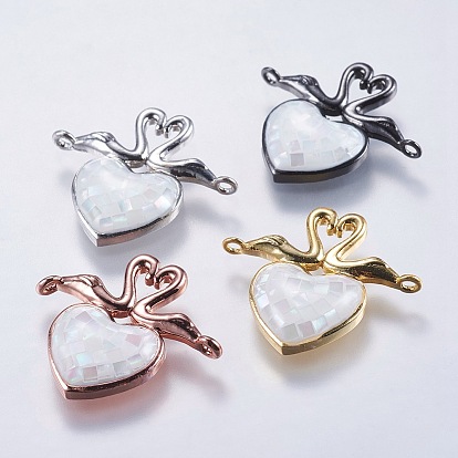 Соединители с белой оболочкой, с латунной фурнитурой , лебедь с сердцем