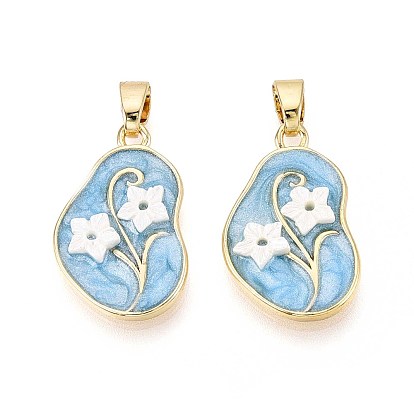 Латунь эмаль подвески, cmолой, слеза и цветок, реальный 18 k позолоченный