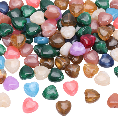100Pcs Opaque Acrylic Beads, Imitation Gemstone Beads, Heart