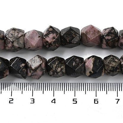 Natural Rhodonite Star Cut Round Beads Strands, Faceted