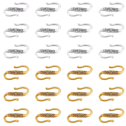 100Pcs 2 Colors Tibetan Style Alloy S-Hook Clasps, Cadmium Free & Lead Free