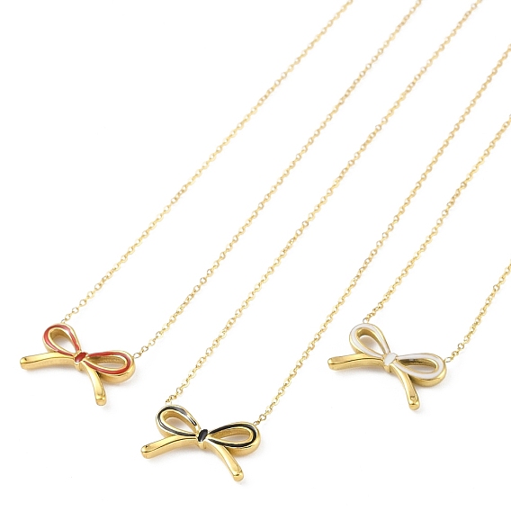 Ионное покрытие (IP) золотистого тона 304 ожерелья с подвеской в виде банта из нержавеющей стали для женщин