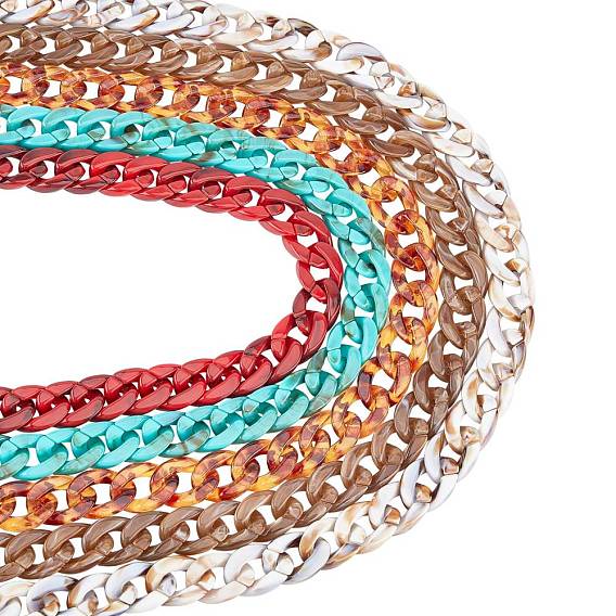 Handmade Acrylic Curb Chains, Imitation Gemstone, for Handbag Chain Making