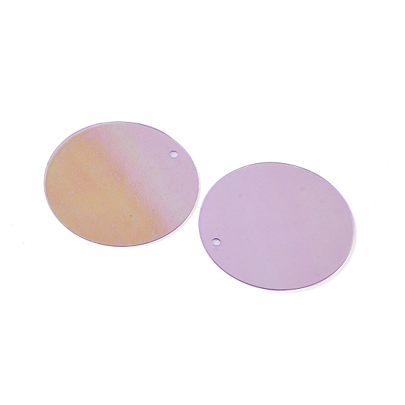 Ornament Accessories, Iridescent PVC Plastic Paillette/Sequins Pendants, Flat Round