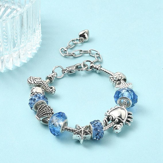 Набор для изготовления европейского браслета своими руками, включая европейские бусины со стразами из сплава, латуни и полимерной глины, латунь ювелирные изделия браслета изготовление, морская звезда, осьминог, морской конёк и краб