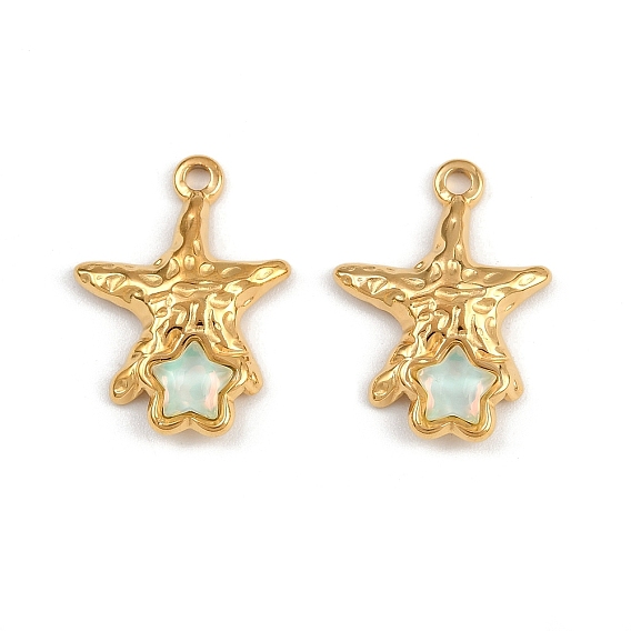 304 подвески из нержавеющей стали, звезда, cmолой горный хрусталь, ионное покрытие (ip)