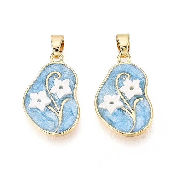 Латунь эмаль подвески, cmолой, слеза и цветок, реальный 18 k позолоченный