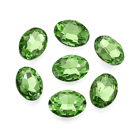Glass Back Plated Rhinestone, Faceted, Oval