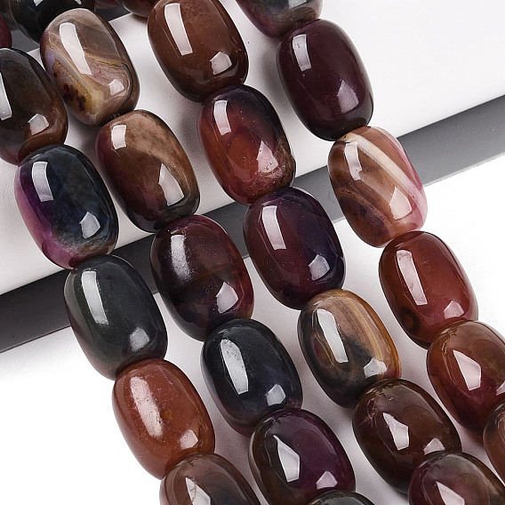 Natural Fire Crackle Agate Beads Strands, Jujube, Dyed & Heated