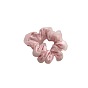 Floral Hair Tie for Women - Elegant Spring Ponytail Holder with Oversized Chiffon Bow and Mesh Ball Accents