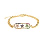 18K Gold Plated Copper Star Charm Bracelet with Colorful Zircon Stones - Fashionable Women's Jewelry