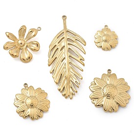 304 подвески из нержавеющей стали, подвеска цветок/лист, реальный 14 k позолоченный