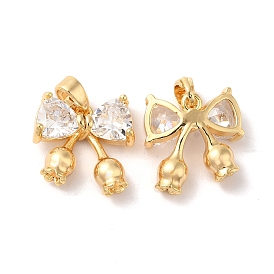 Brass Cubic Zirconia Charms, Bowknot