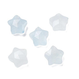 Окрашенный натуральный белый нефрит, имитация аквамарина, граненые звезды